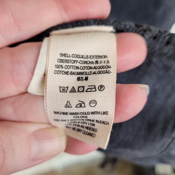 Free People black denim moto jacket Size Large Retro Biker Indie Grunge - Picture 12 of 13